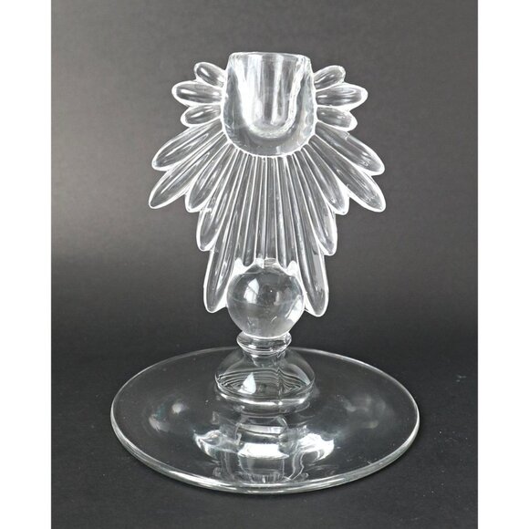 6 Curated Vintage Clear Candlestick Holders Single & Double - Picture 3 of 7